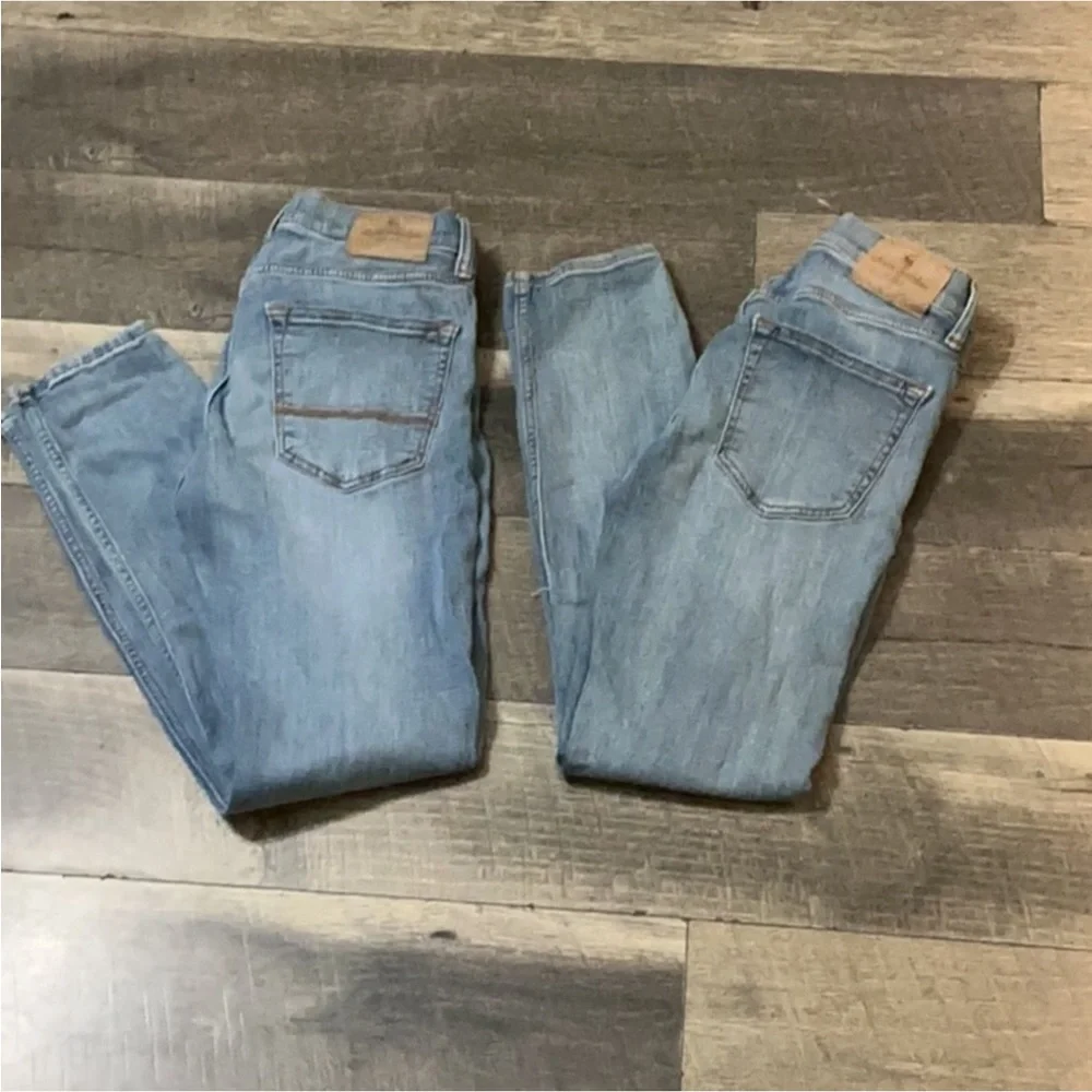 2 pairs authentic Abercrombie & Fitch distressed super Skinny jeans boys 15/16